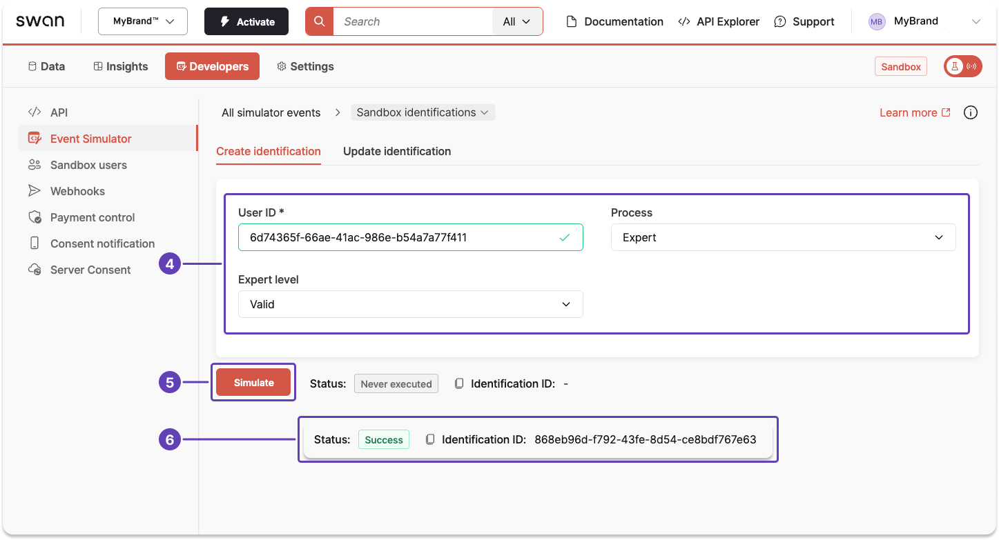 Image of Event Simulator SEPA Credit Transfers section